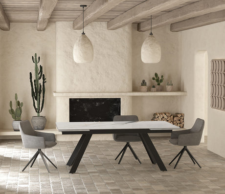 Table céramique extensible marbre fiore design - Akante - Souffle d'intérieur