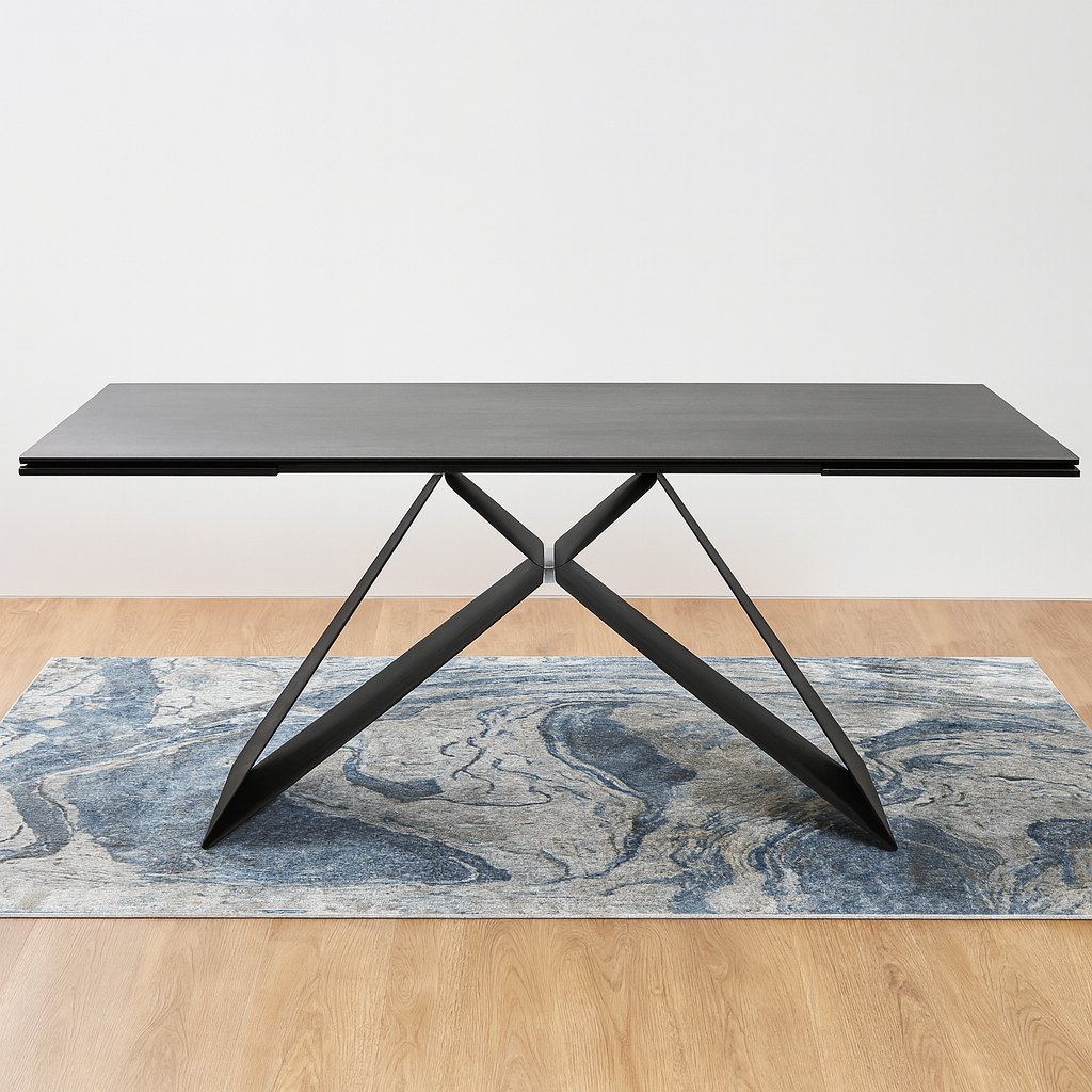 Table extensible Eddy en situation – salle à manger – vue de face – céramique grise effet ardoise