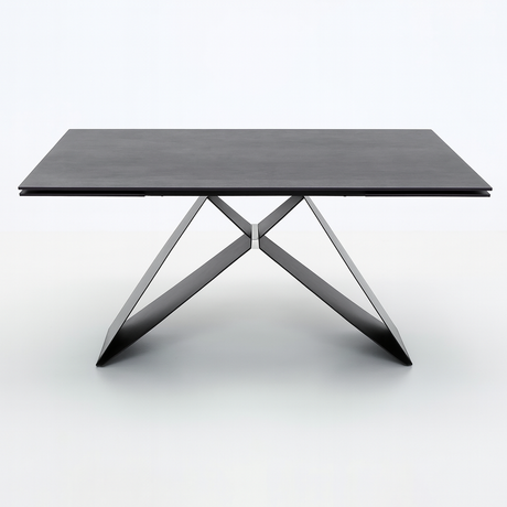 Table à manger grise extensible en céramique effet ardoise – modèle Eddy vue de face – Souffle d’Intérieur