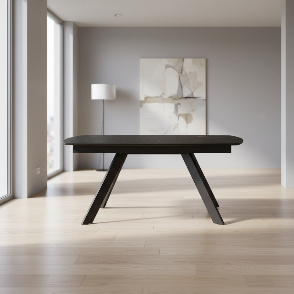 Table céramique marbre noire extensible – Souffle d’Intérieur