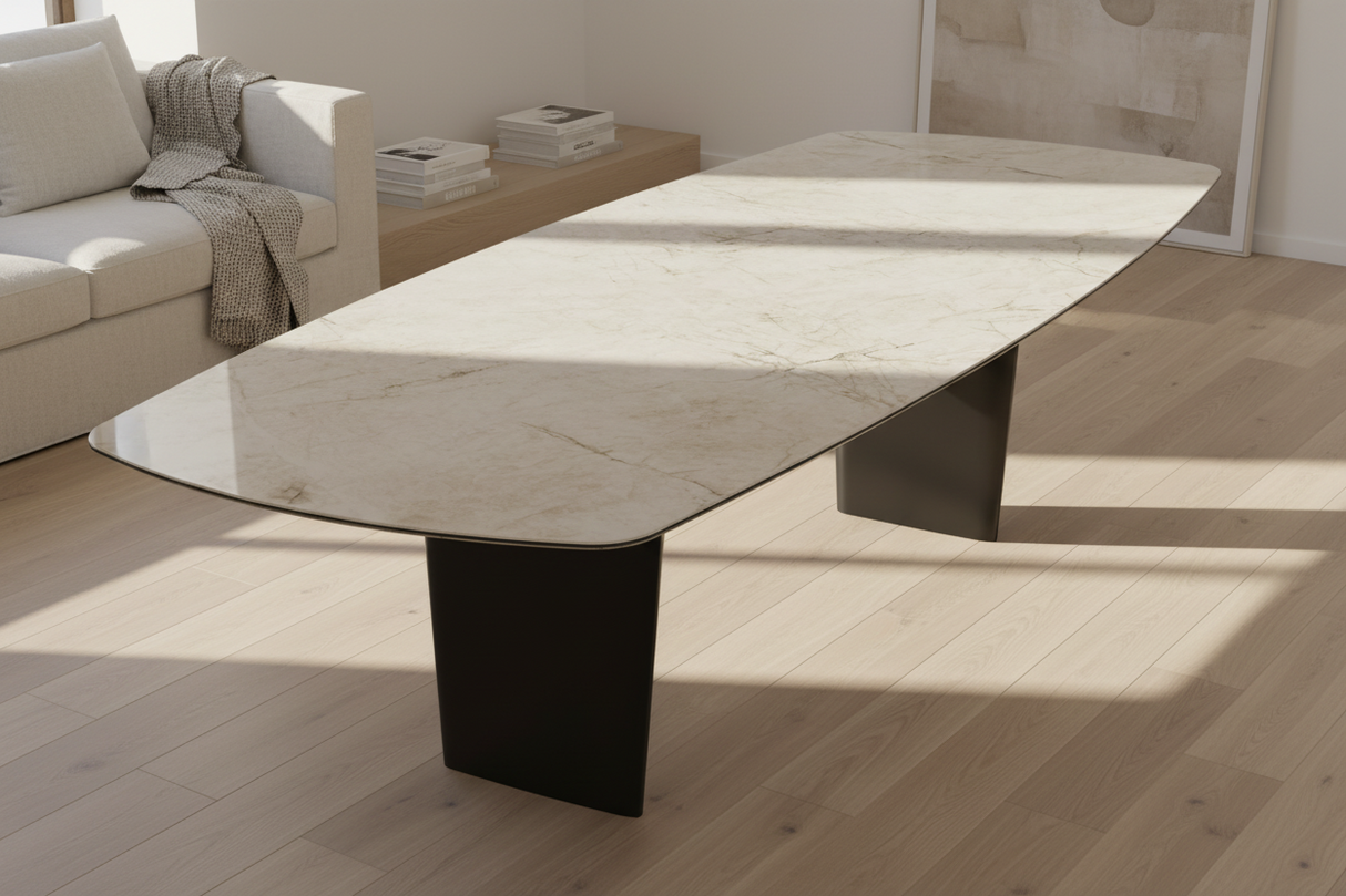Auguste table céramique – finition Cremona, vue de face grand format