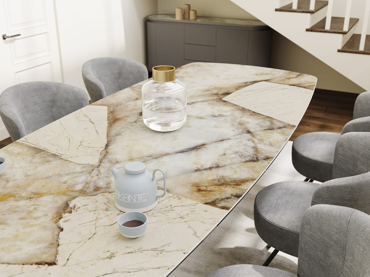 Auguste table céramique – finition Patagonia, vue de trois quarts