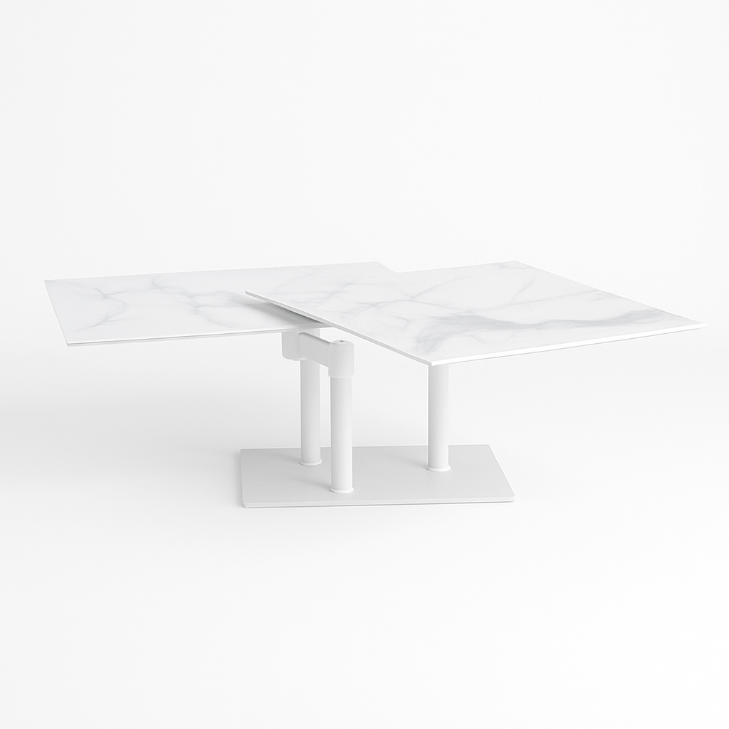 table basse blanche sur un fond blanc