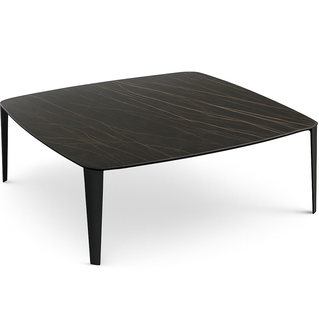 table basse carré noir sur fond blanc