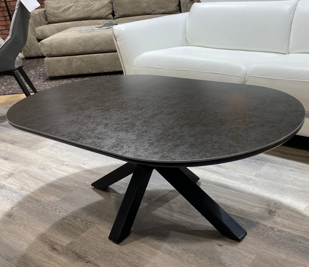 table basse ovale céramique design pieds noir métal - Magasin de meuble Souffle d'intérieur à Yerres