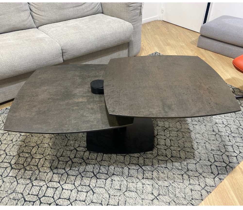table basse industrielle céramique pivotante pieds métal noir - Galea - Tonga - Souffle d'intérieur