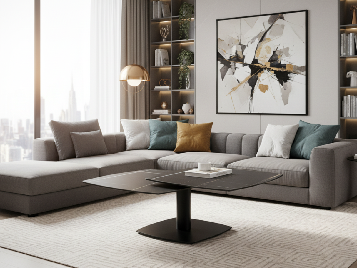 Swivel ceramic coffee table 75x75cm - Theresa