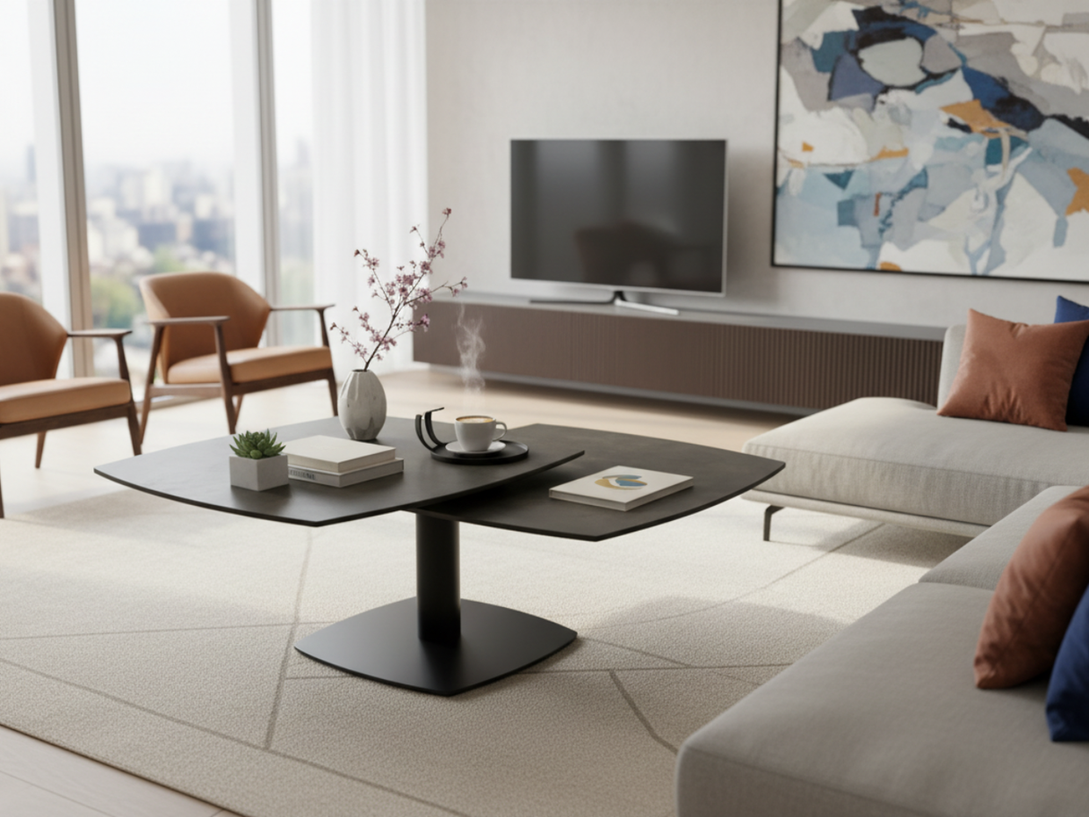 Swivel ceramic coffee table 75x75cm - Theresa