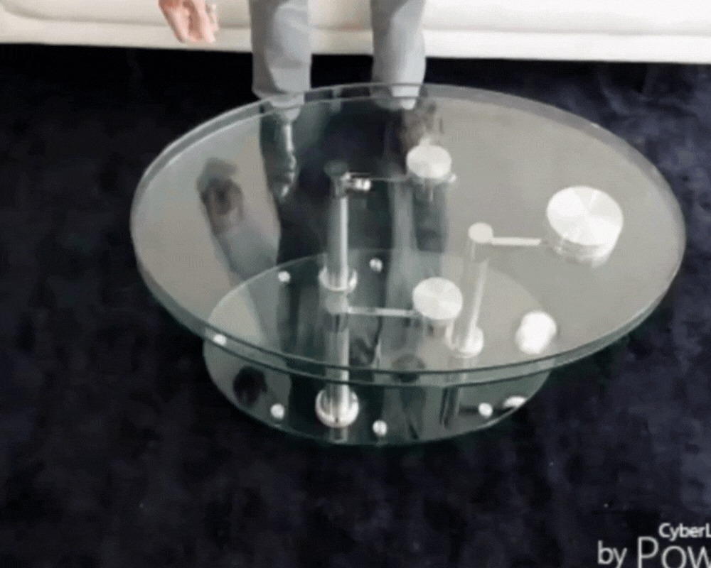 Table basse en verre design ovale pivotante