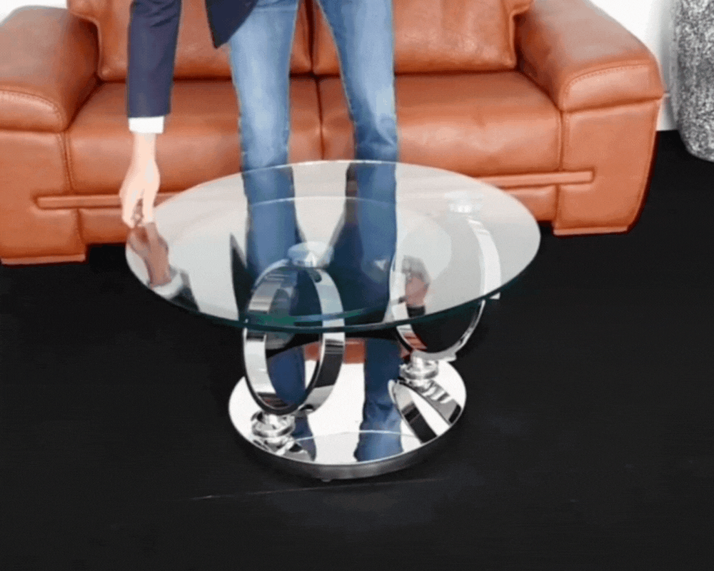 Démonstration d'une table basse en verre pivotante - Souffle d'intérieur