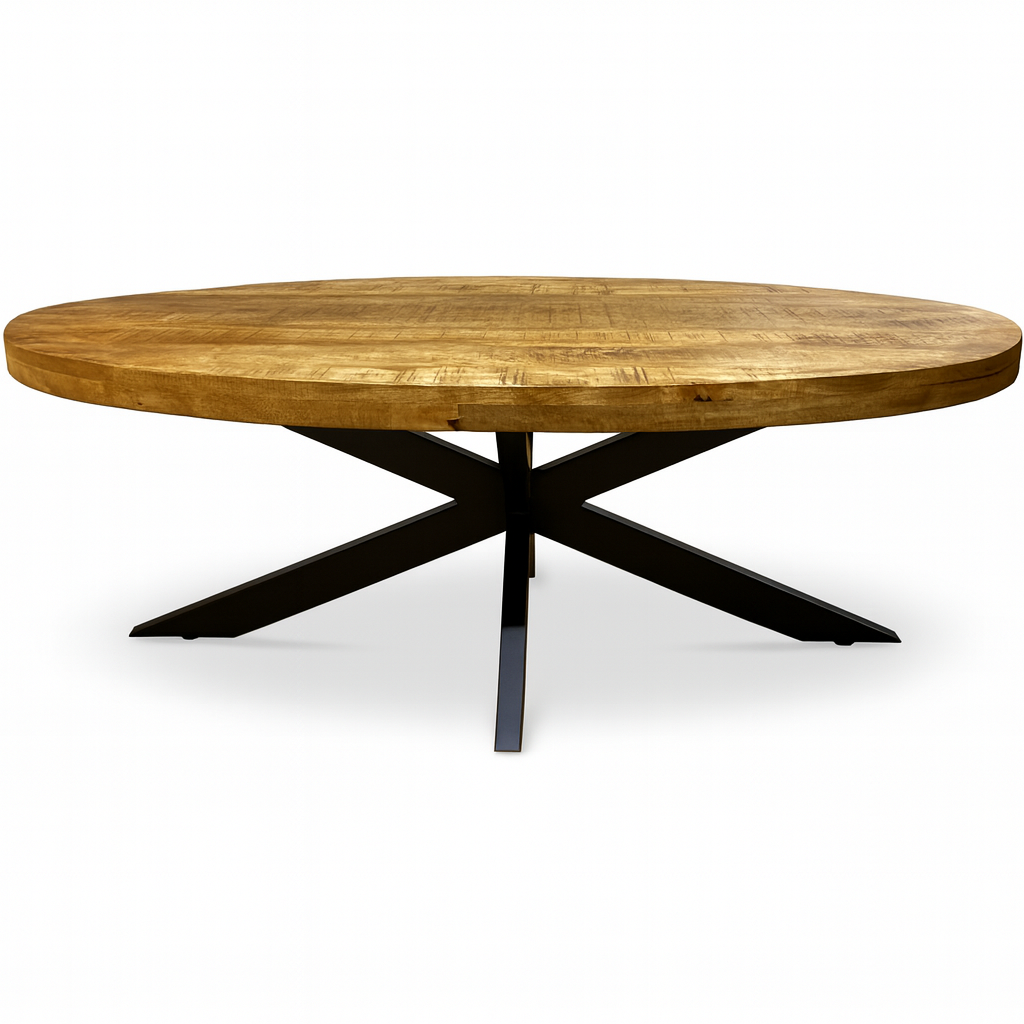 Table basse ovale en bois massif Alexan – design contemporain