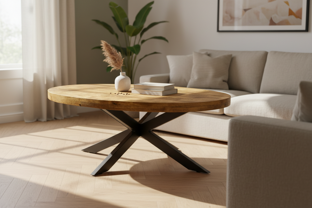 Table basse ovale en bois massif Alexan – design contemporain