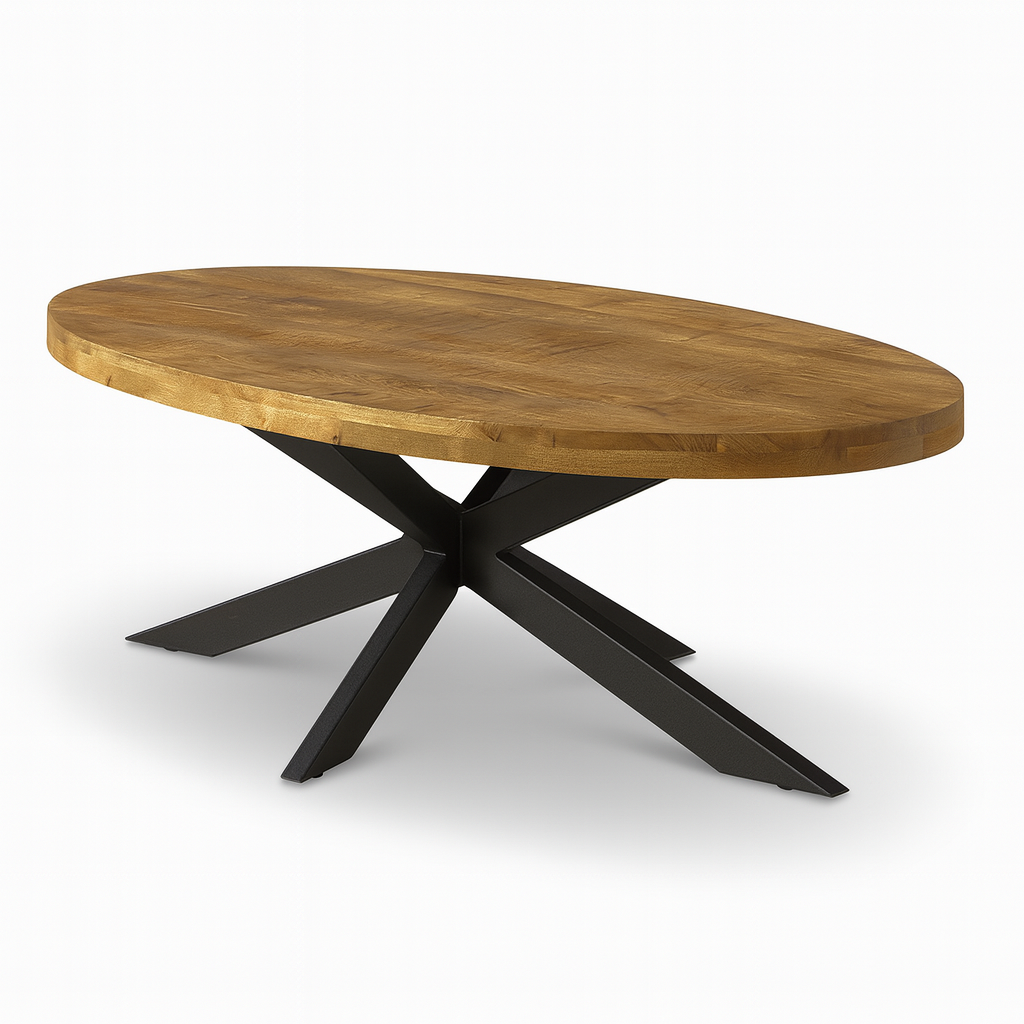 Pied central métal noir de la table basse ovale Alexan