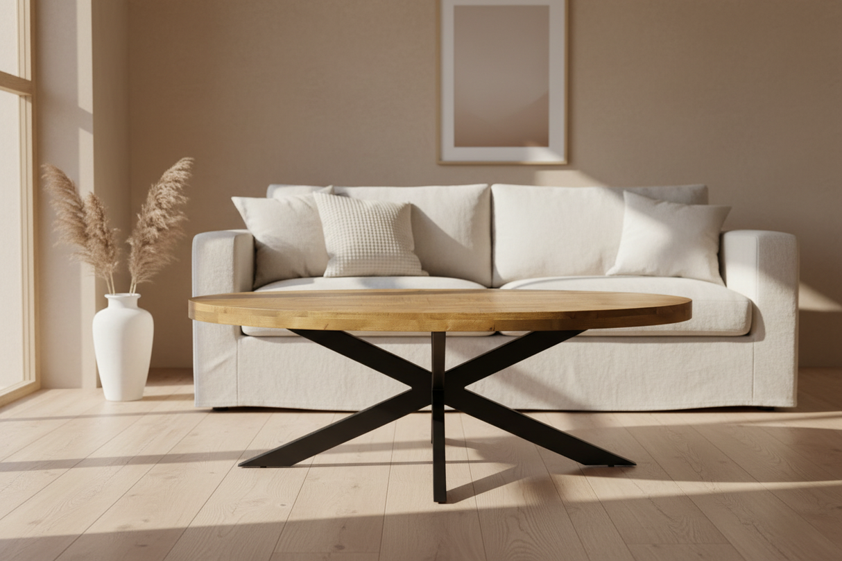 table basse en bois massif ovale