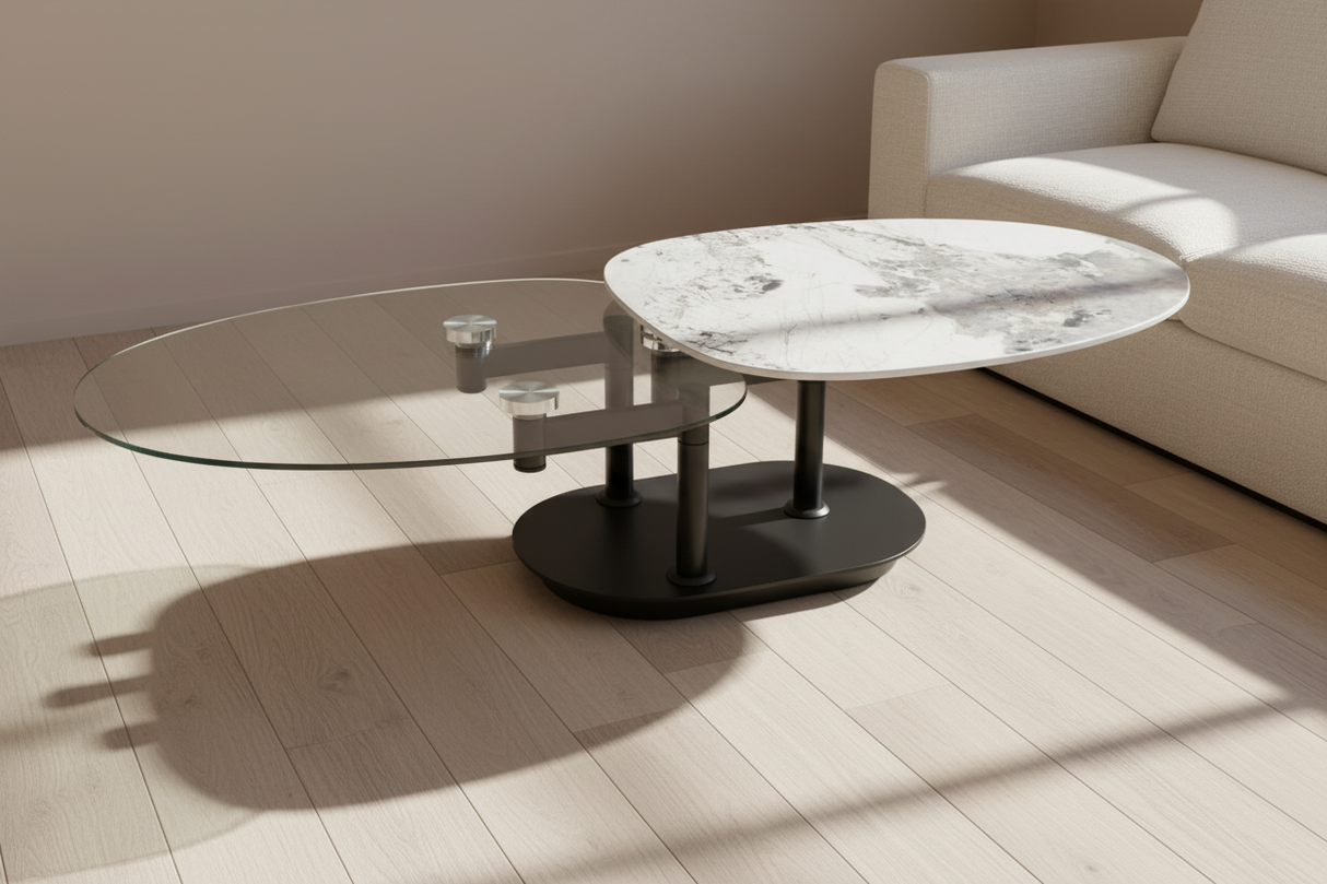 Table basse verre céramique pivotante - Oletta