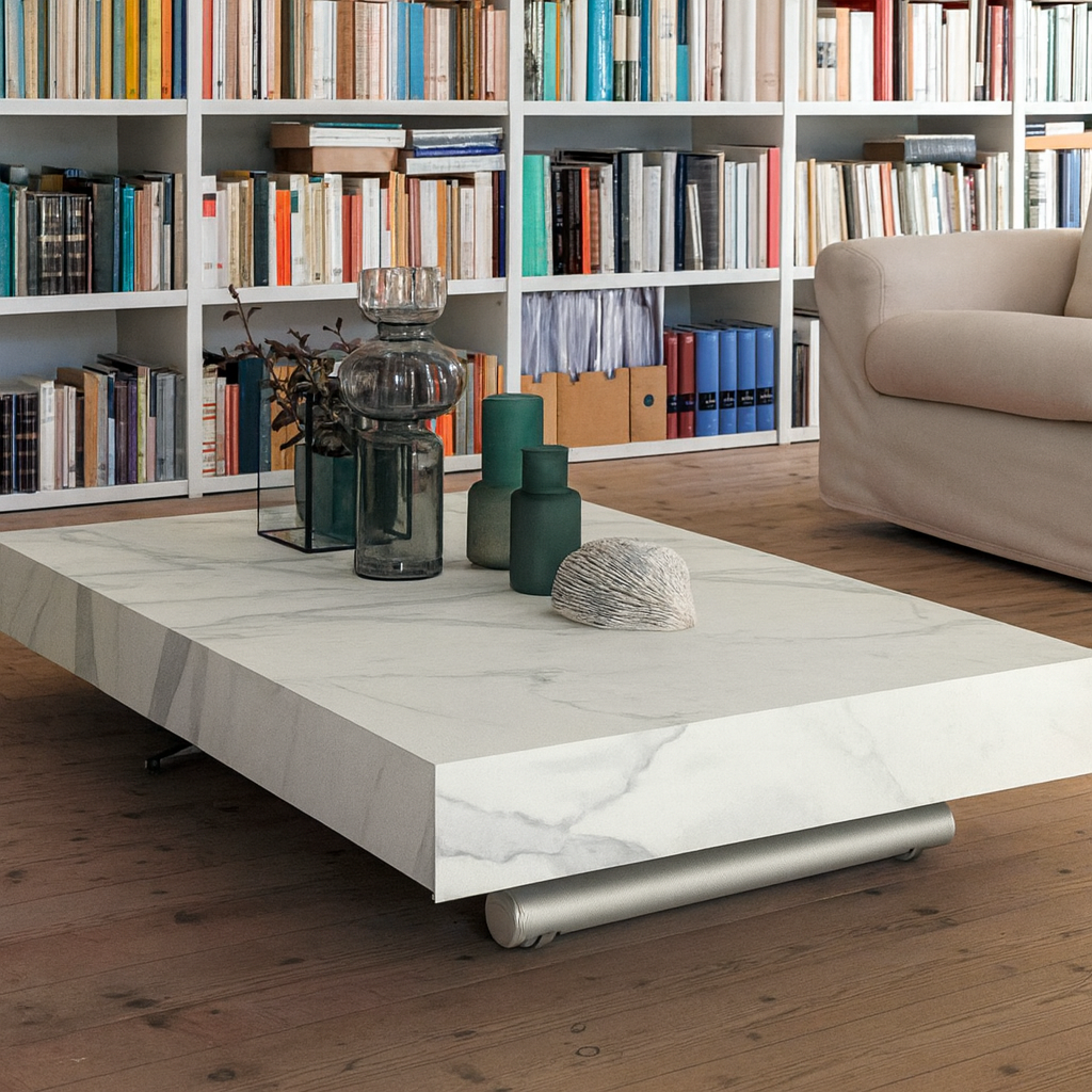 Table basse relevable extensible blanche - Altacom - Souffle d'intérieur