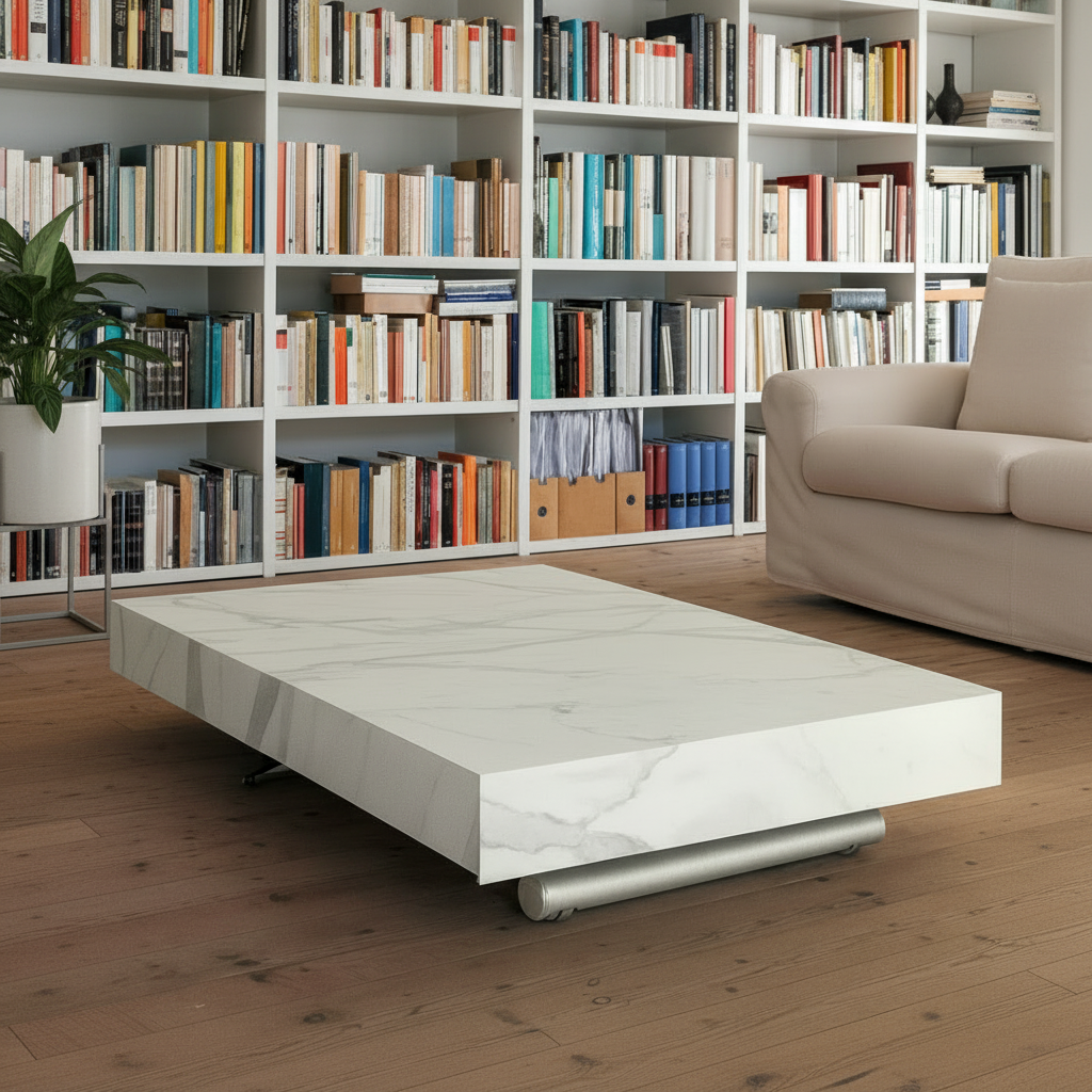 Table basse relevable extensible blanche - Altacom - Souffle d'intérieur