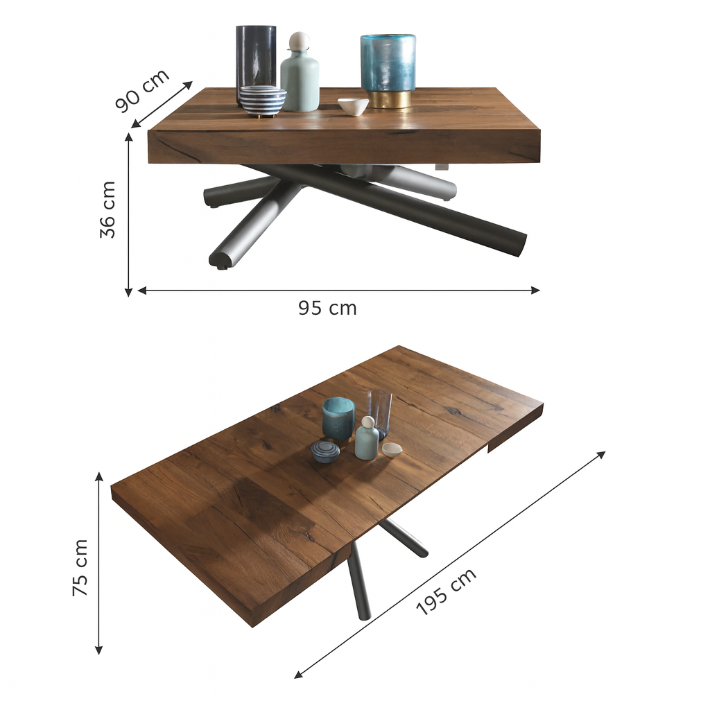 Lift-up coffee table 95x90cm - Levantelle