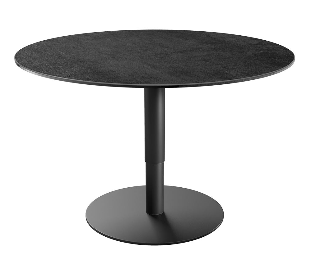 Table relevable Dorlan – plateau relevé – acier laqué noir mat - céramique marbre noir