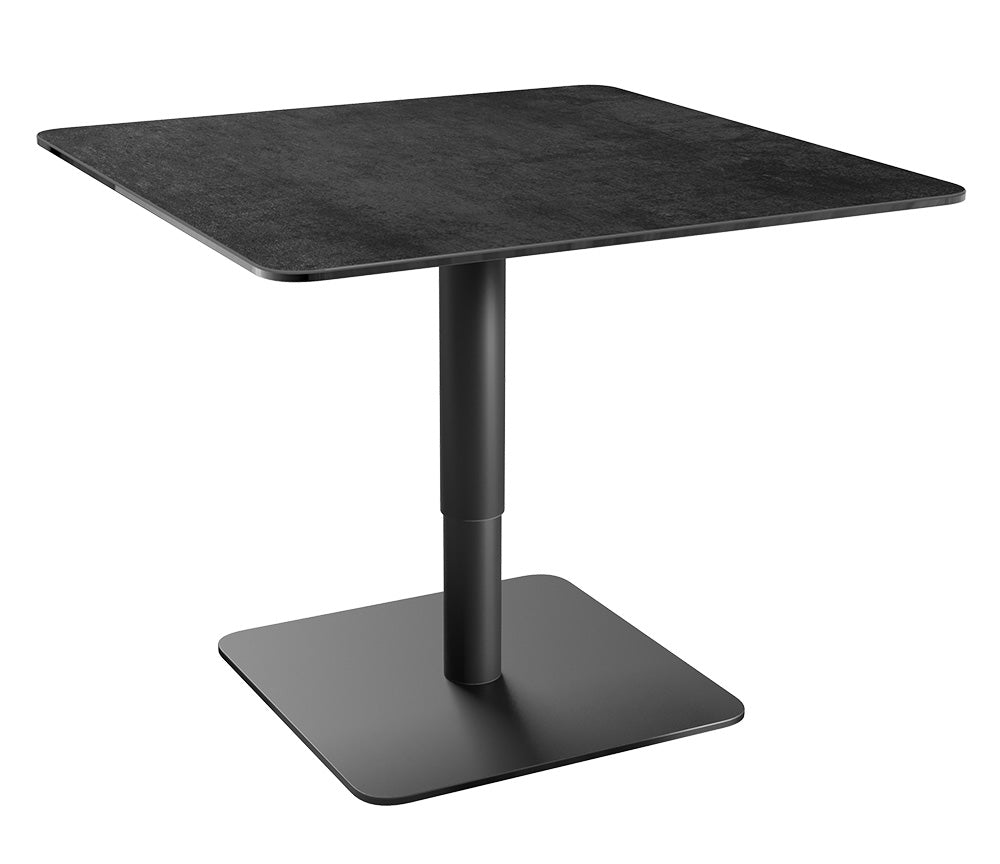 Table relevable Dorlan – plateau relevé – céramique marbre noir carré - pied acier noir