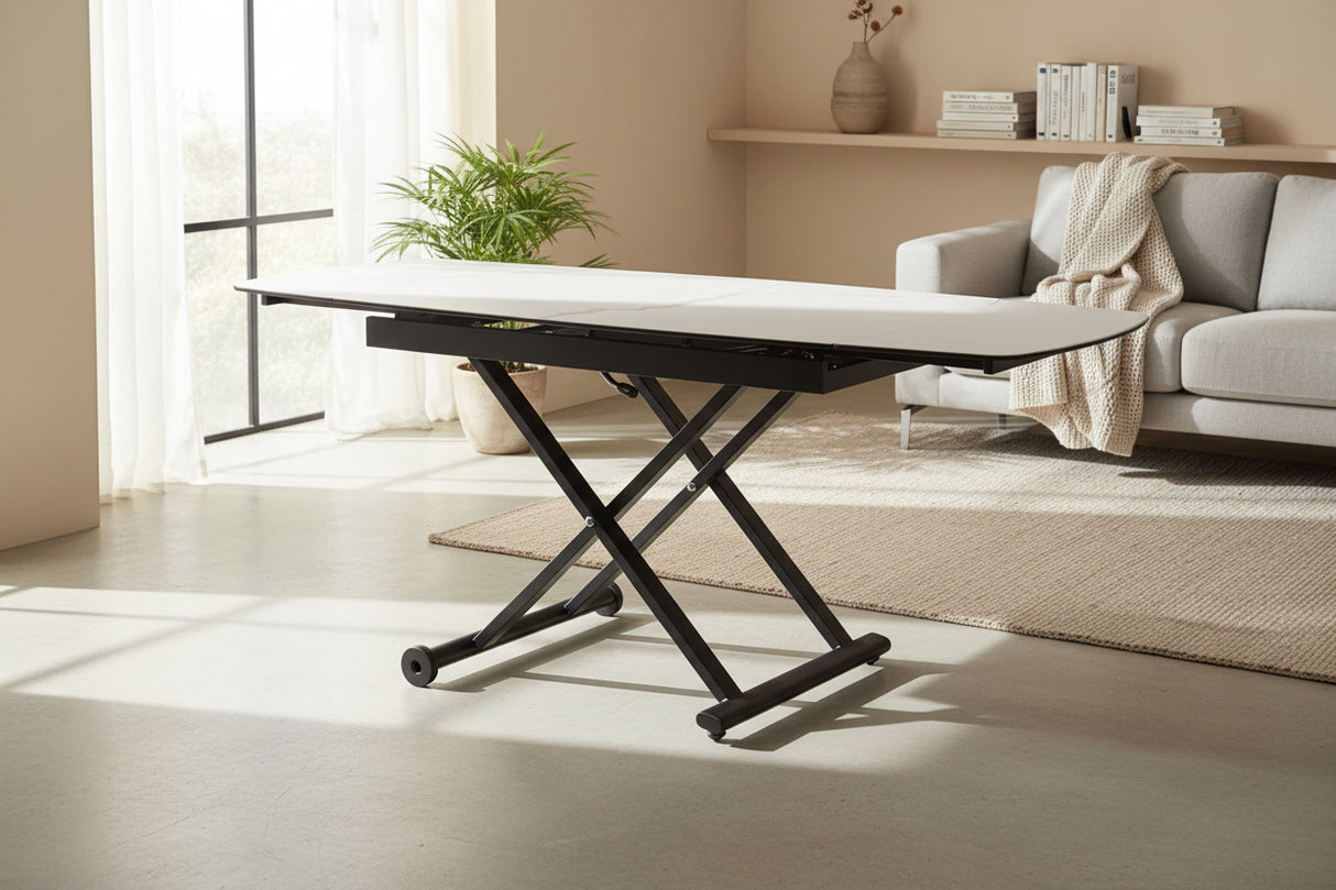 Table basse céramique effet marbre relevable extensible – Setty