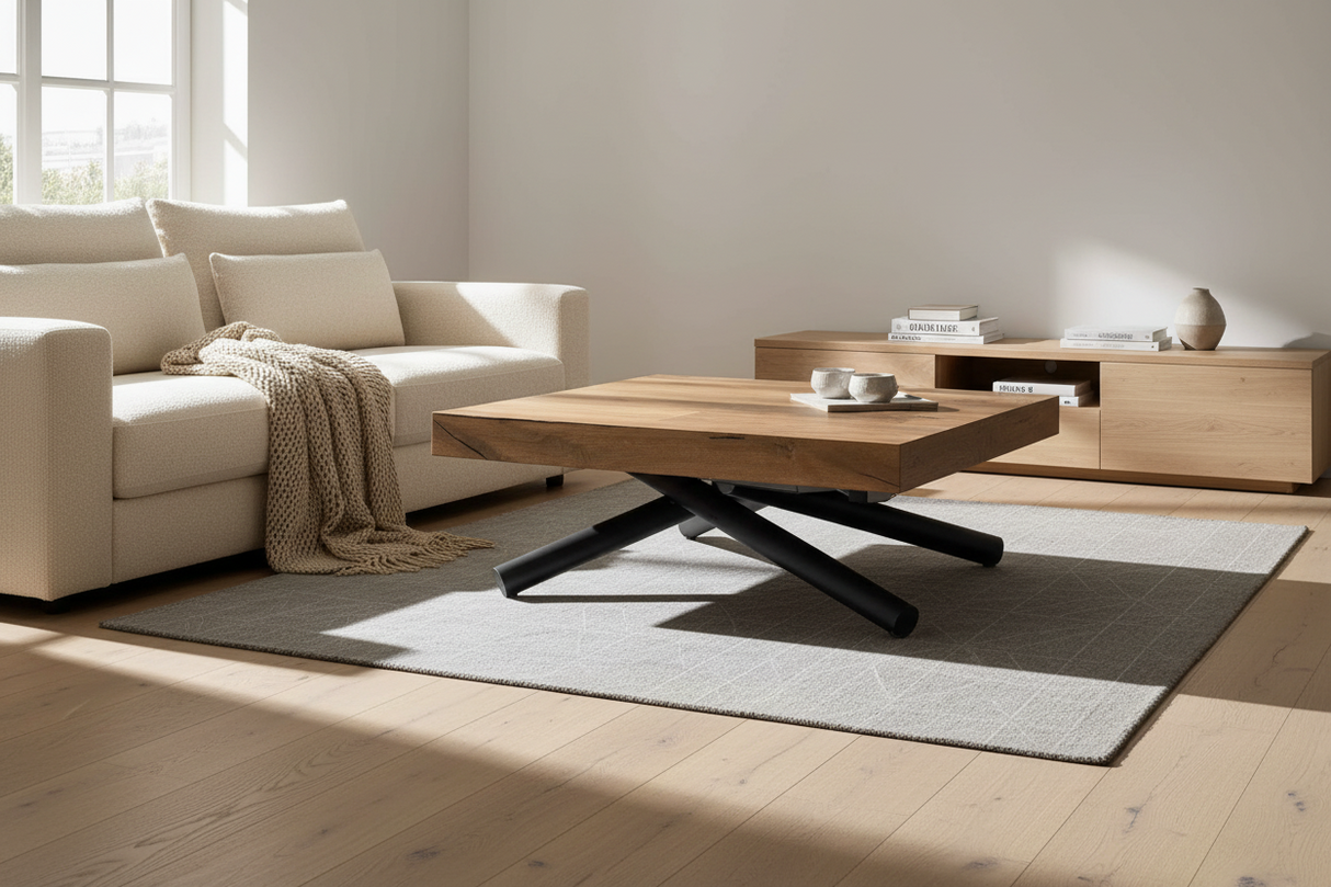 table basse relevable extensible baissé - alatacom levante
