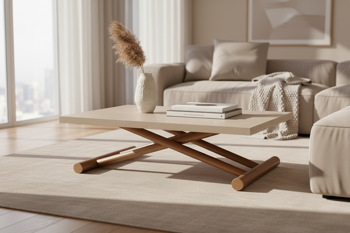 Table basse relevable et extensible effet marbre – design italien Gingy Altacom | Souffle d’Intérieur