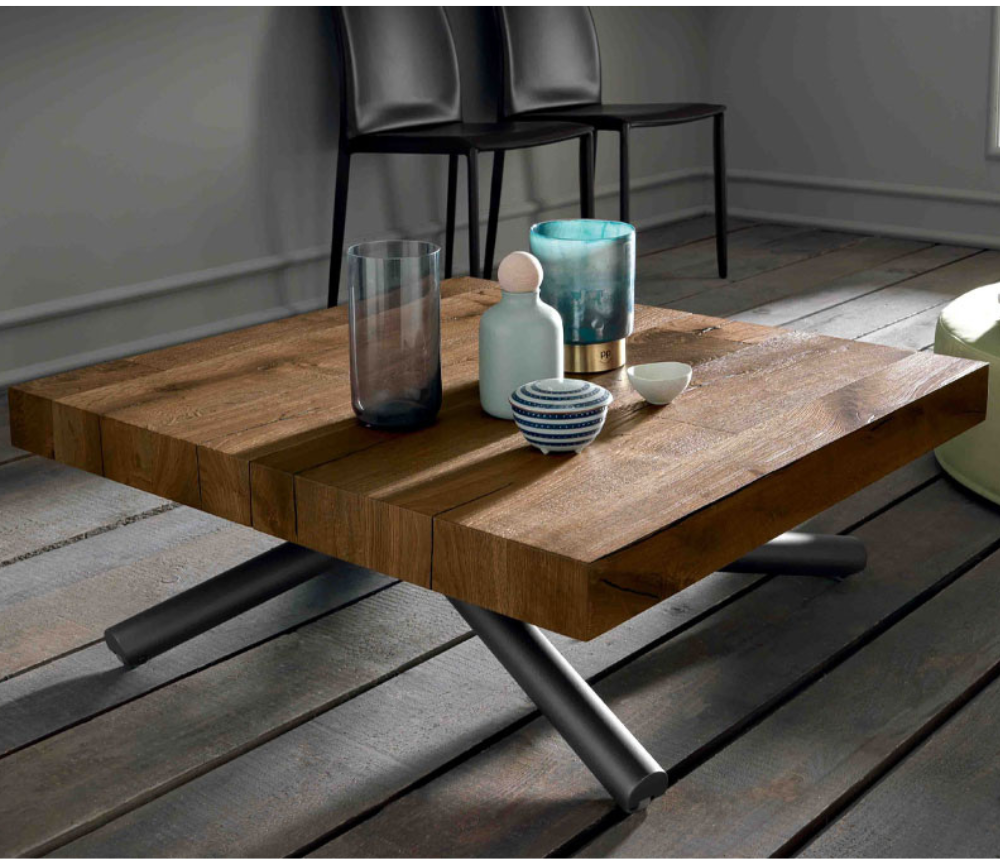 table basse relevable et extensible bois design - Altacom - Souffle d'intérieur - vue de profil