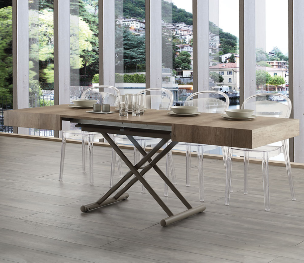 Table basse relevable transformable extensible bois L 120cm - Stevy