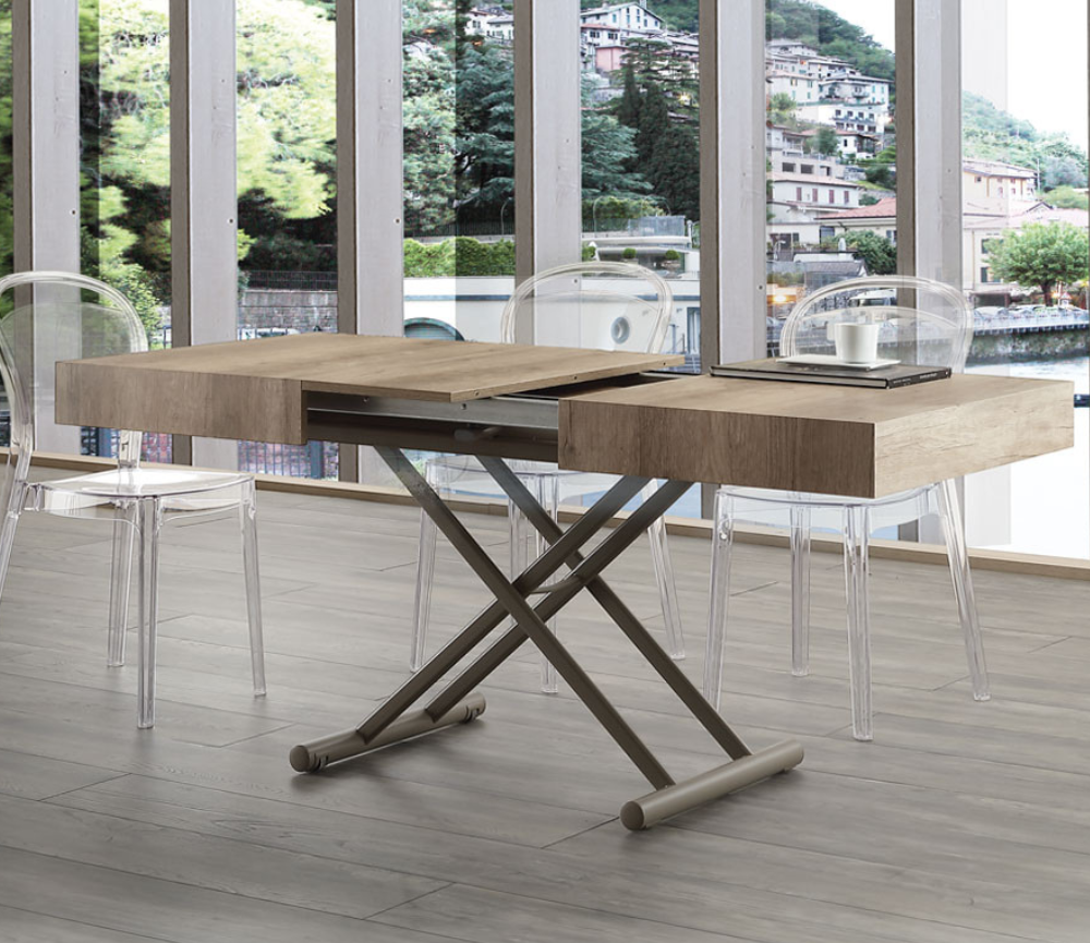 Table basse relevable transformable extensible bois L 120cm - Stevy