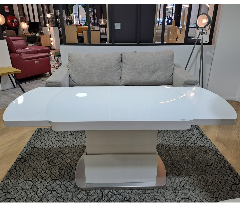 Table basse relevable extensible et transformable verre blanc L 120cm - Setty