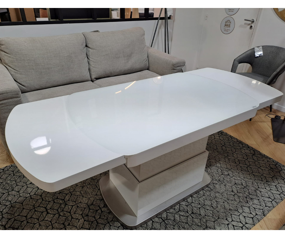 Table basse relevable extensible et transformable verre blanc L 120cm - Setty