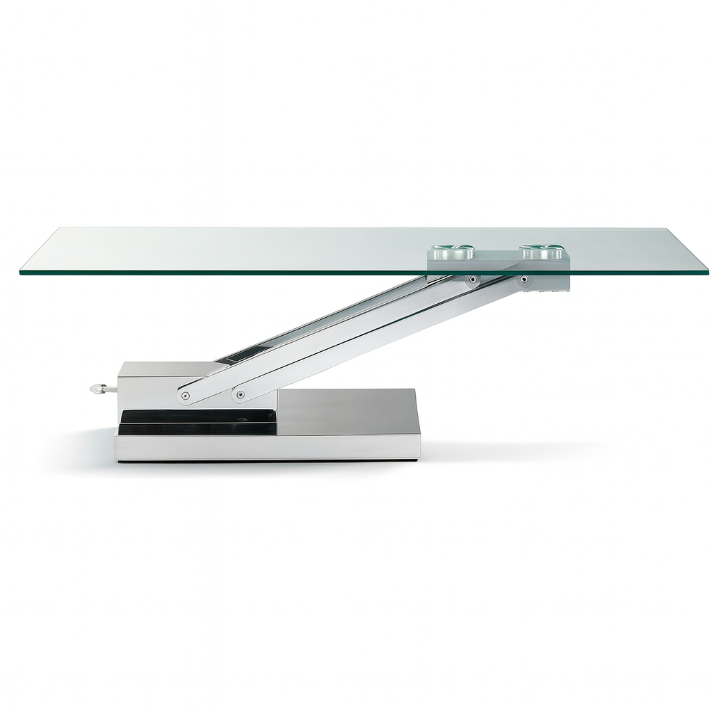 Table basse relevable en verre trempé transparent design italien Bea – Souffle d’Intérieur