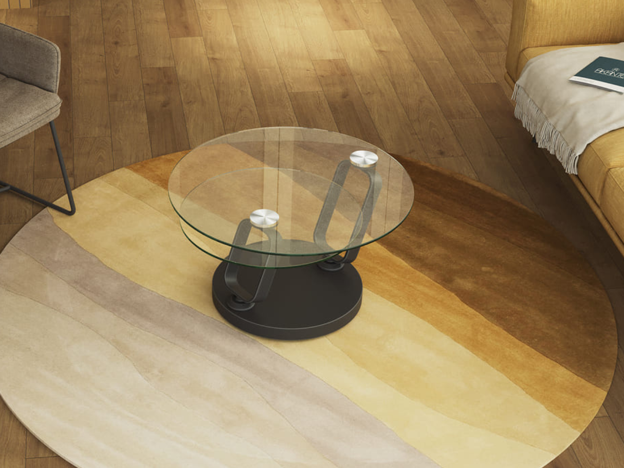Swivel glass coffee table 75x75cm - Adrien