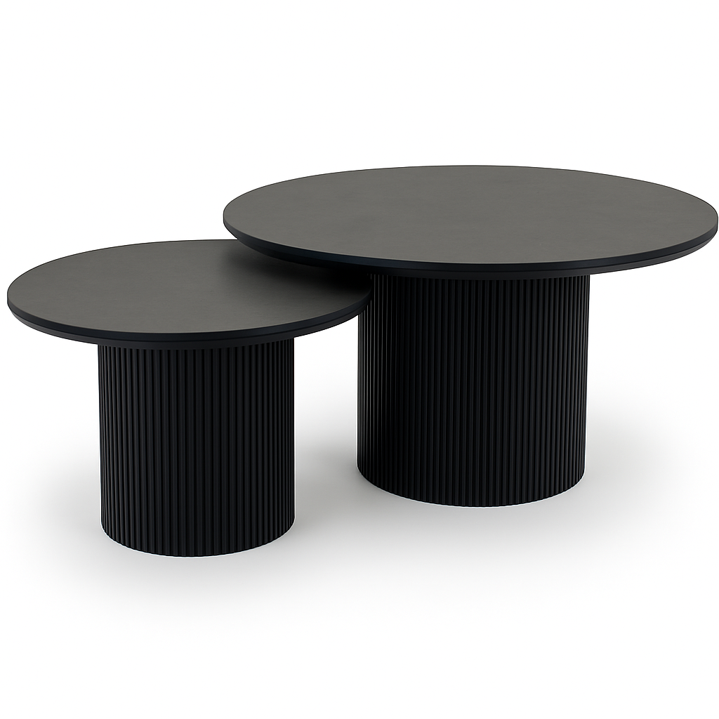 Table basse ronde Duo - vue profil - céramique noir