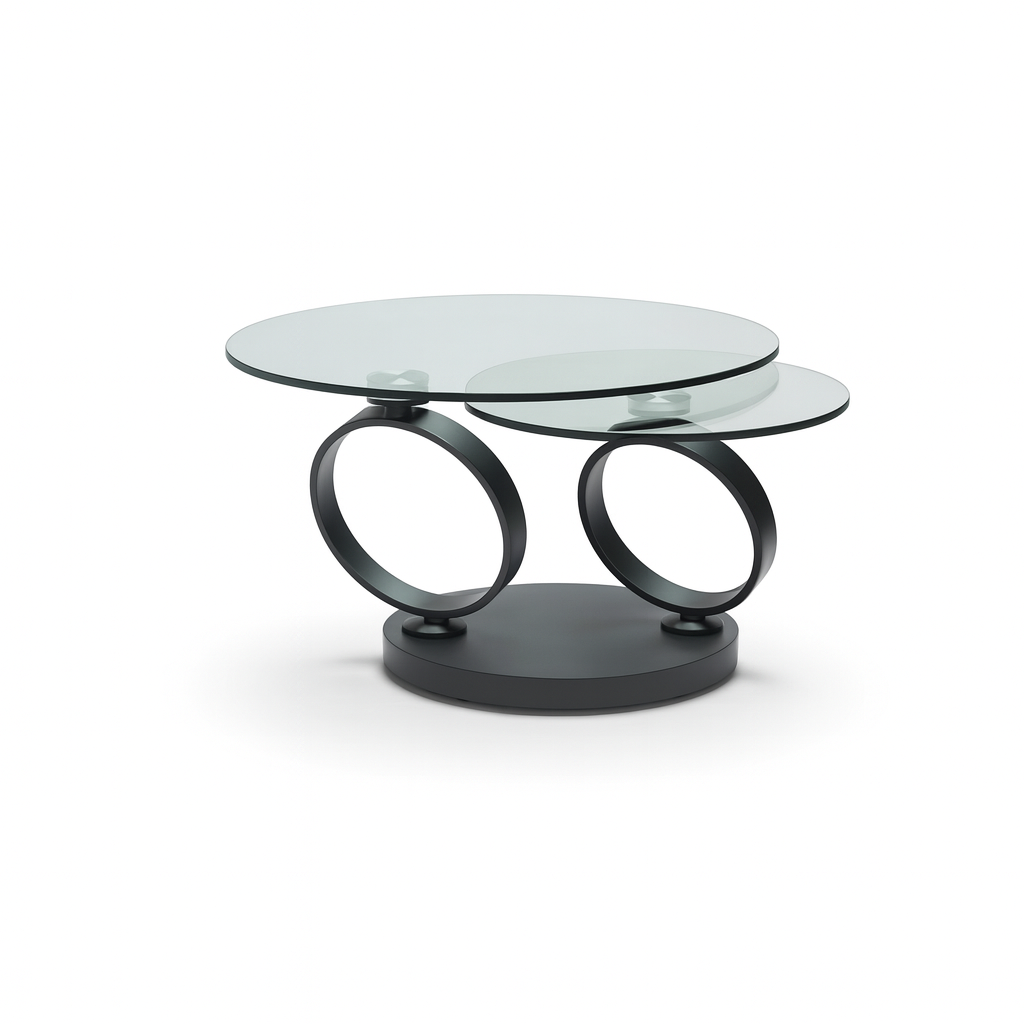 table basse en verre sur fond blanc