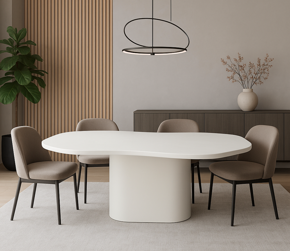 Organic waxed concrete dining table – Loly | Design Japandi