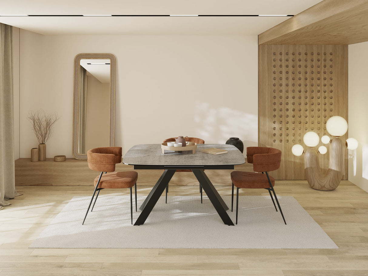 Table carré extensible plateau céramique gris - Akante - Souffle d'intérieur