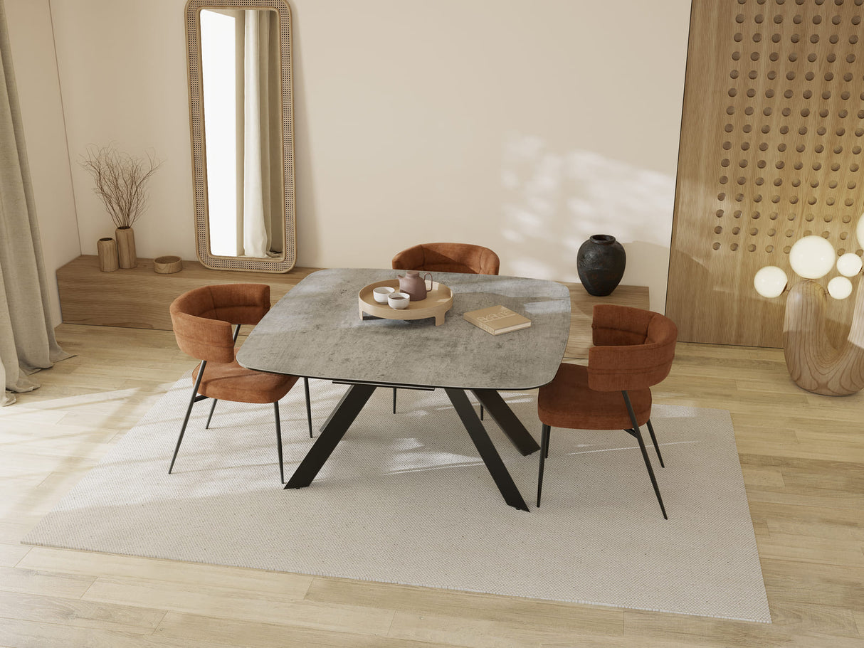 Table carré extensible plateau céramique gris - Akante - Souffle d'intérieur