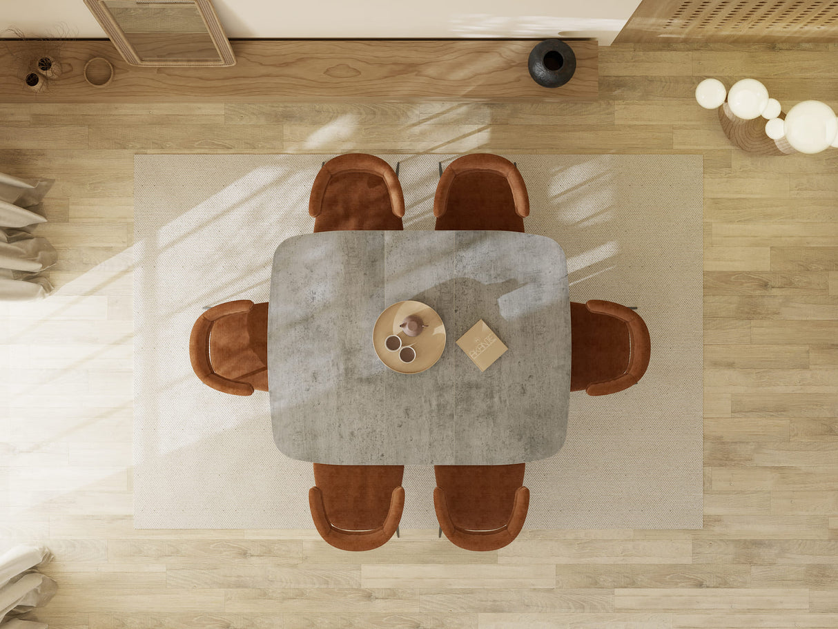 Table carré extensible plateau céramique gris - Akante - Souffle d'intérieur