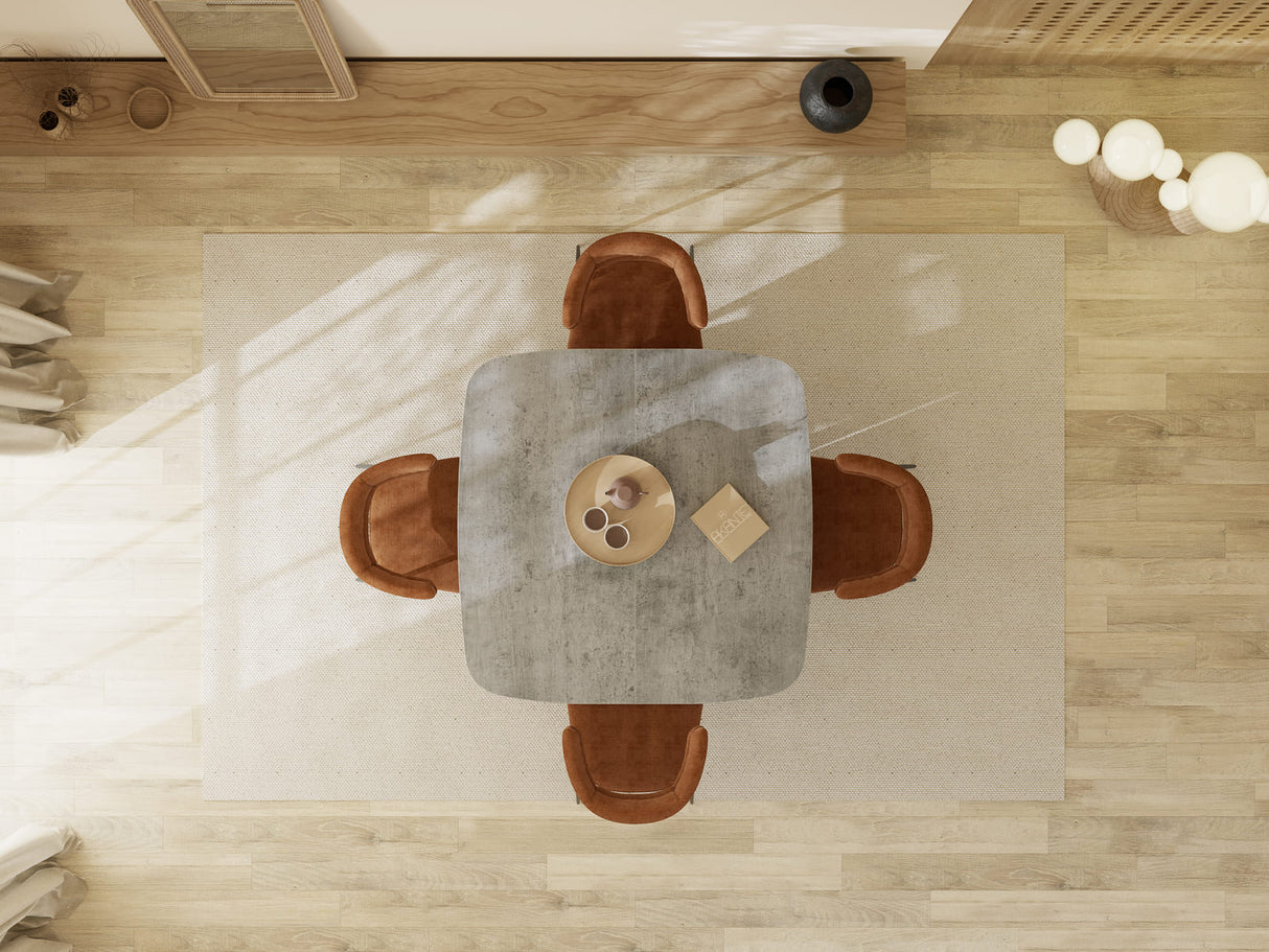 Table carré extensible plateau céramique gris - Akante - Souffle d'intérieur