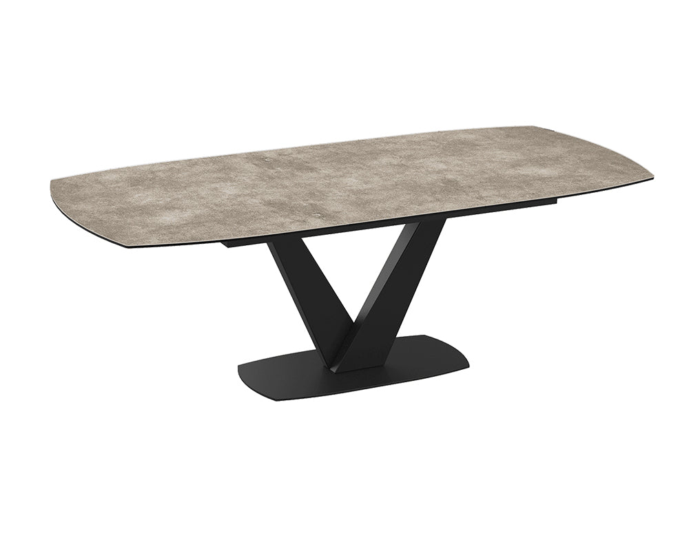 Table céramique extensible de salle a manger effet argile pieds noir - Akante - Souffle d'intérieur