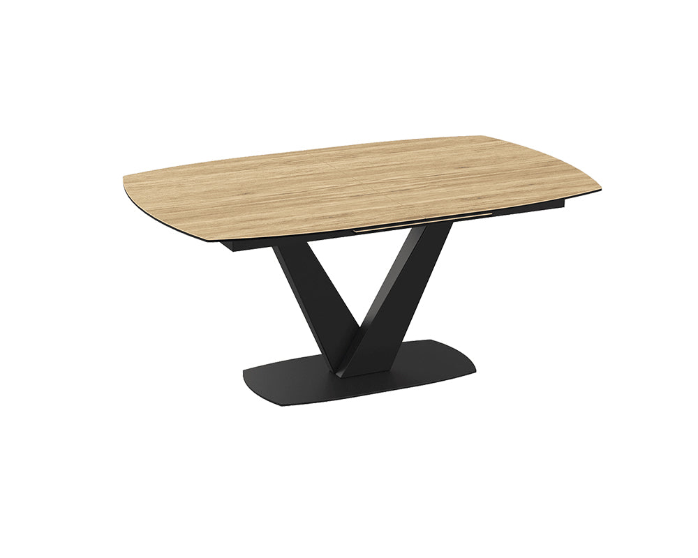 Table céramique extensible de salle a manger chêne pieds noir - Akante - Souffle d'intérieur