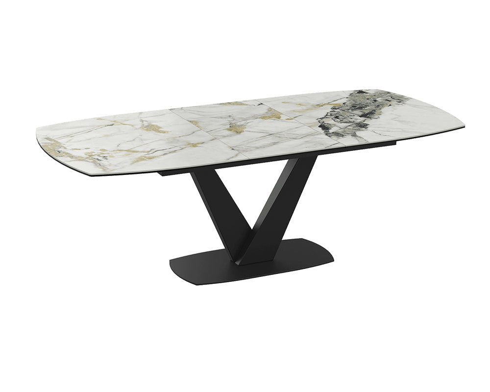 Table céramique extensible de salle a manger doro pieds noir - Akante - Souffle d'intérieur