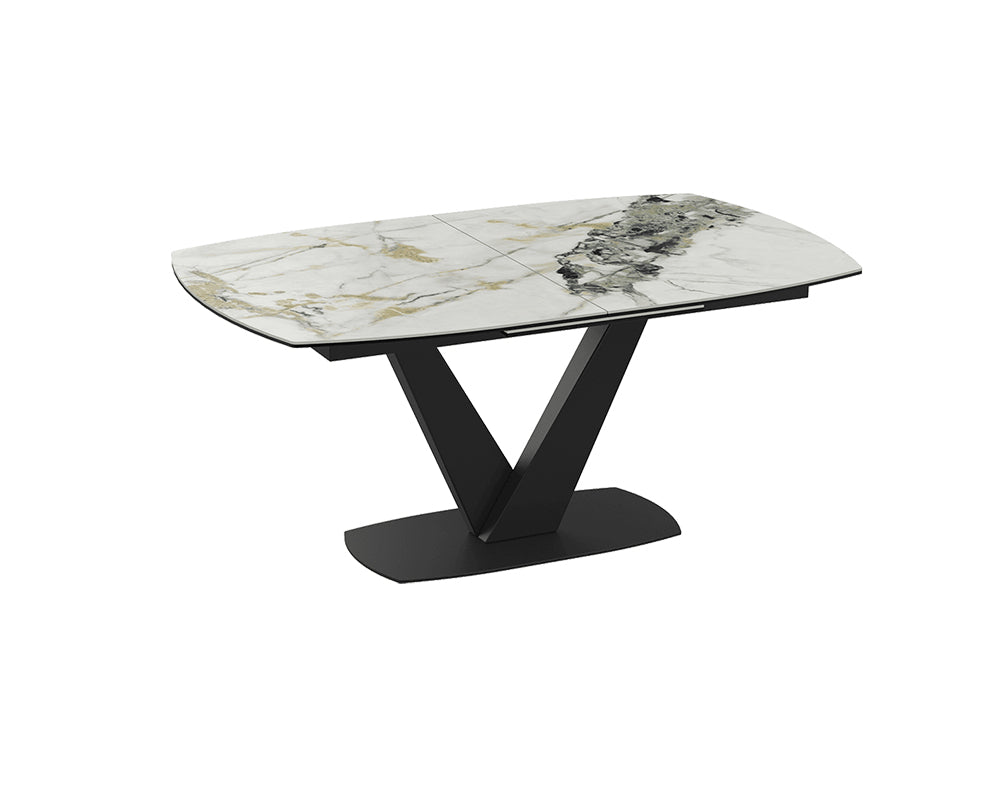 Table céramique extensible de salle a manger doro pieds noir - Akante - Souffle d'intérieur