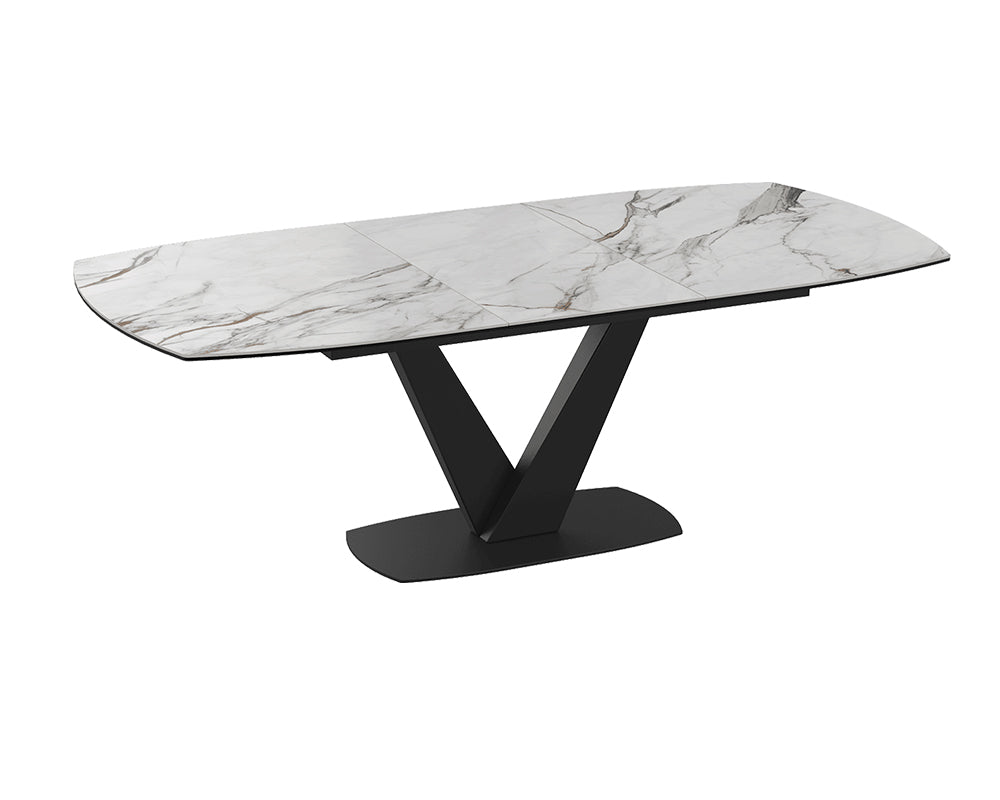 Table céramique extensible de salle a manger fiore pieds noir - Akante - Souffle d'intérieur