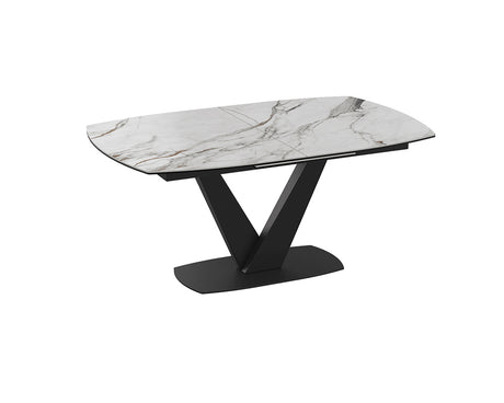 Table céramique extensible de salle a manger fiore pieds noir - Akante - Souffle d'intérieur