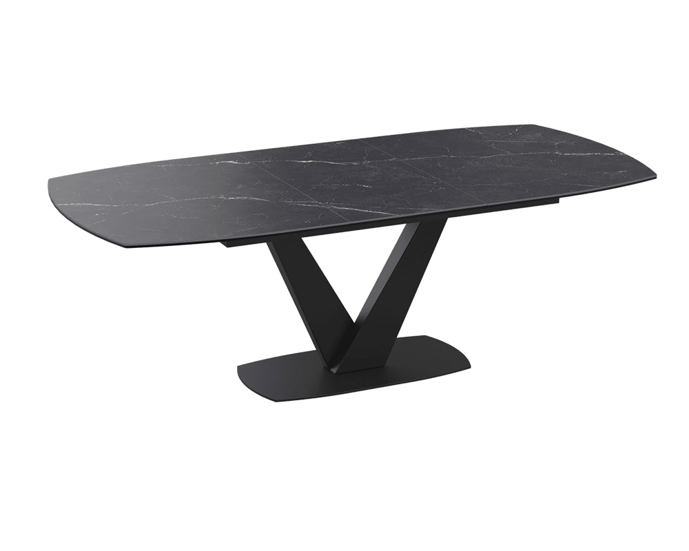 Table céramique extensible de salle a manger noir pieds noir - Akante - Souffle d'intérieur