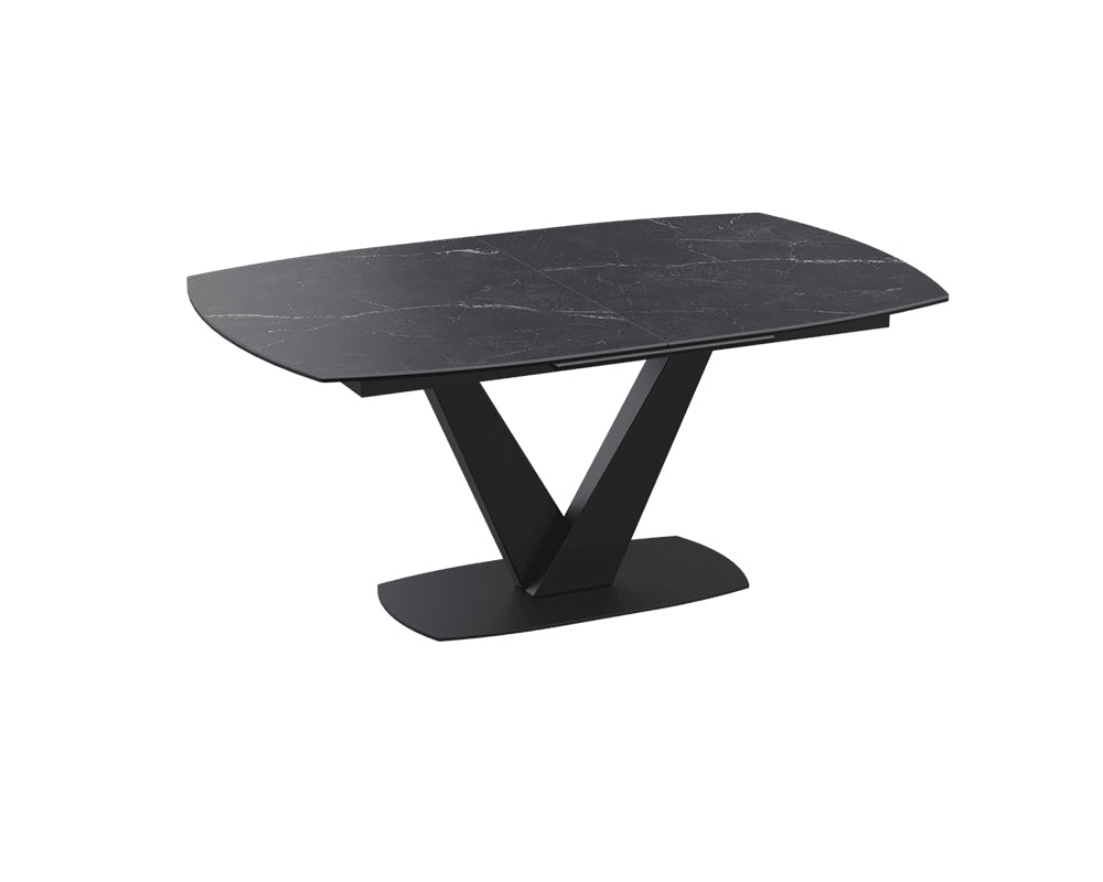 Table céramique extensible de salle a manger noir pieds noir - Akante - Souffle d'intérieur