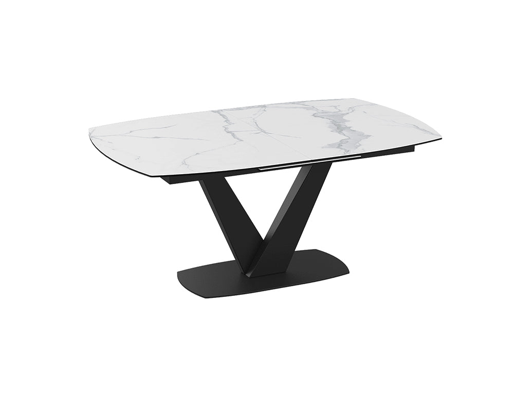 Table céramique extensible de salle a manger blanche pieds noir - Akante - Souffle d'intérieur
